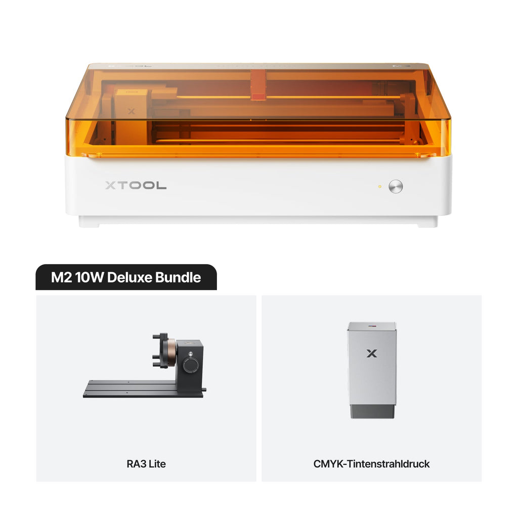 xTool M2 Lasergerät erstellt individuelle Gravuren, Aufkleber und Dekorationen auf verschiedenen Materialien für kreative Anwendungen. 10W Deluxe Bundle 