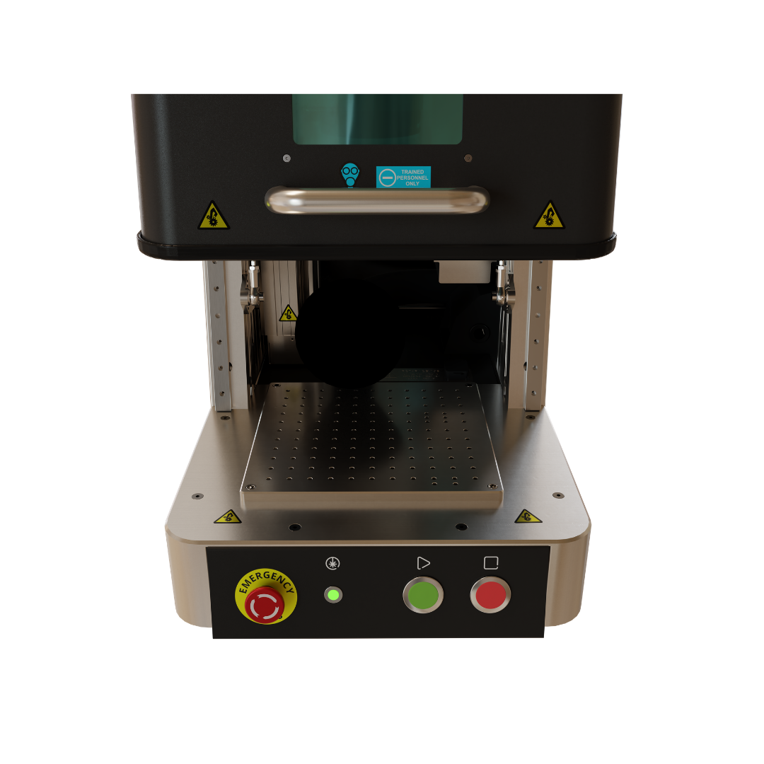 Lotus nMeta Tischlaser graviert flache und runde Bauteile schnell und präzise mit flexiblen Erweiterungen für industrielle Anwendungen.
