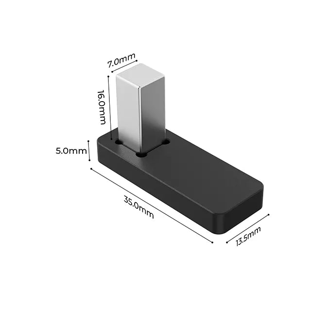 xTool Wabenplatten Material Pin mit den Maßen 35 × 13,5 × 21 mm zur sicheren Fixierung von Werkstücken auf der Wabenplatte.