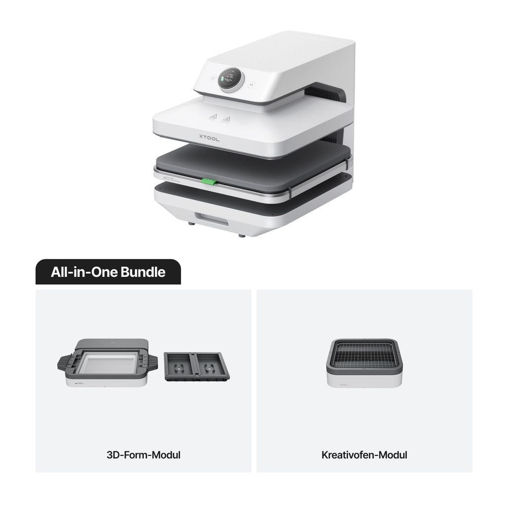 xTool WonderPress All-in-One Bundle 3D-Form-Modul und Kreativofen-Modul.