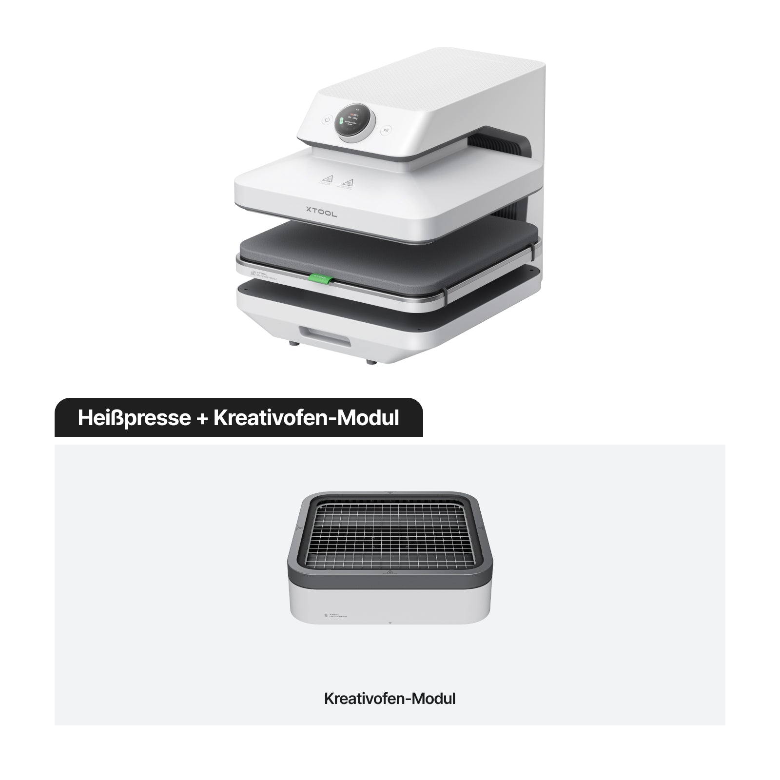 xTool WonderPress Heißpresse + Kreativofen-Modul.