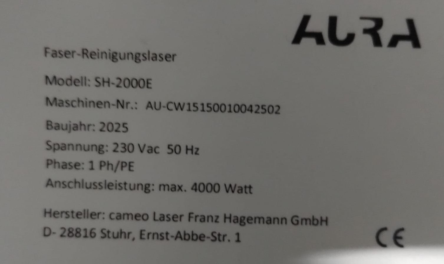 Aura Clean Reinigungslaser mit 1500 Watt