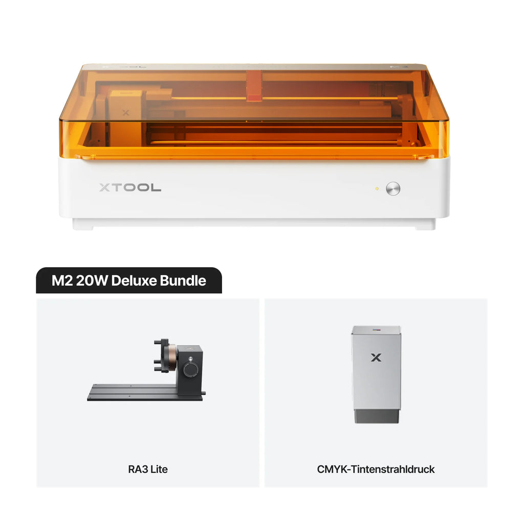 xTool M2 Lasergerät erstellt individuelle Gravuren, Aufkleber und Dekorationen auf verschiedenen Materialien für kreative Anwendungen. 10W Deluxe Bundle 