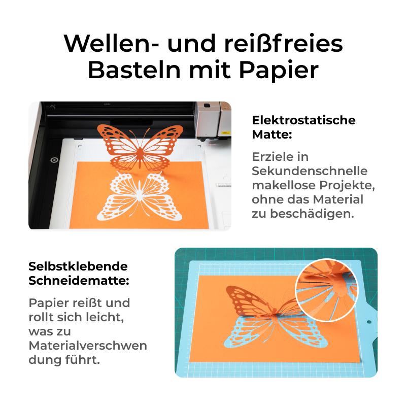 xTool M1 Ultra Elektrostatikmatte, Wellen und reißfreies Basteln mit Papier.