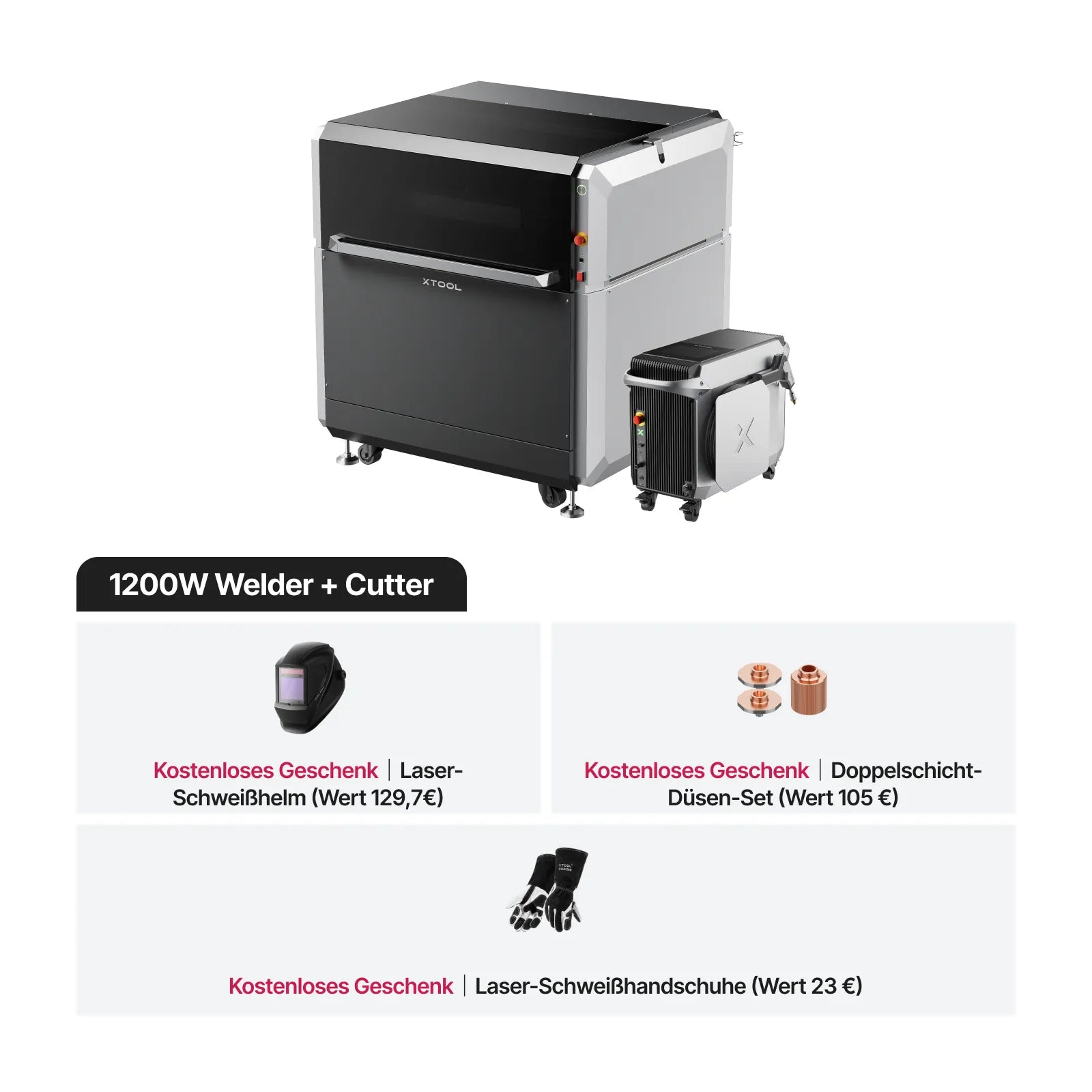 xTool MetalFab Metallbearbeitungsmaschine kombiniert Laserschweißen, Schneiden und Reinigen für industrielle Anwendungen mit hoher Präzision. 1200W Welder + Cutter 