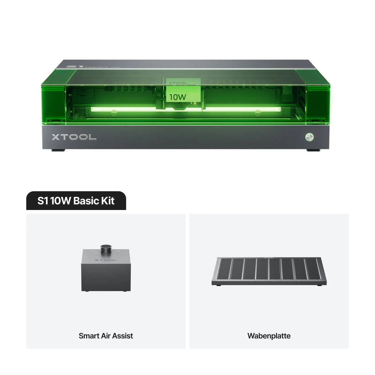 xTool S1 10W Basic Kit mit Smart Air Assist und Wabenplatte 