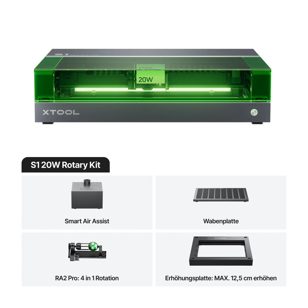 xTool S1 graviert filigrane Muster auf Acryl mit präziser Positionierung und hoher Wiederholgenauigkeit. 20W Rotary Kit 