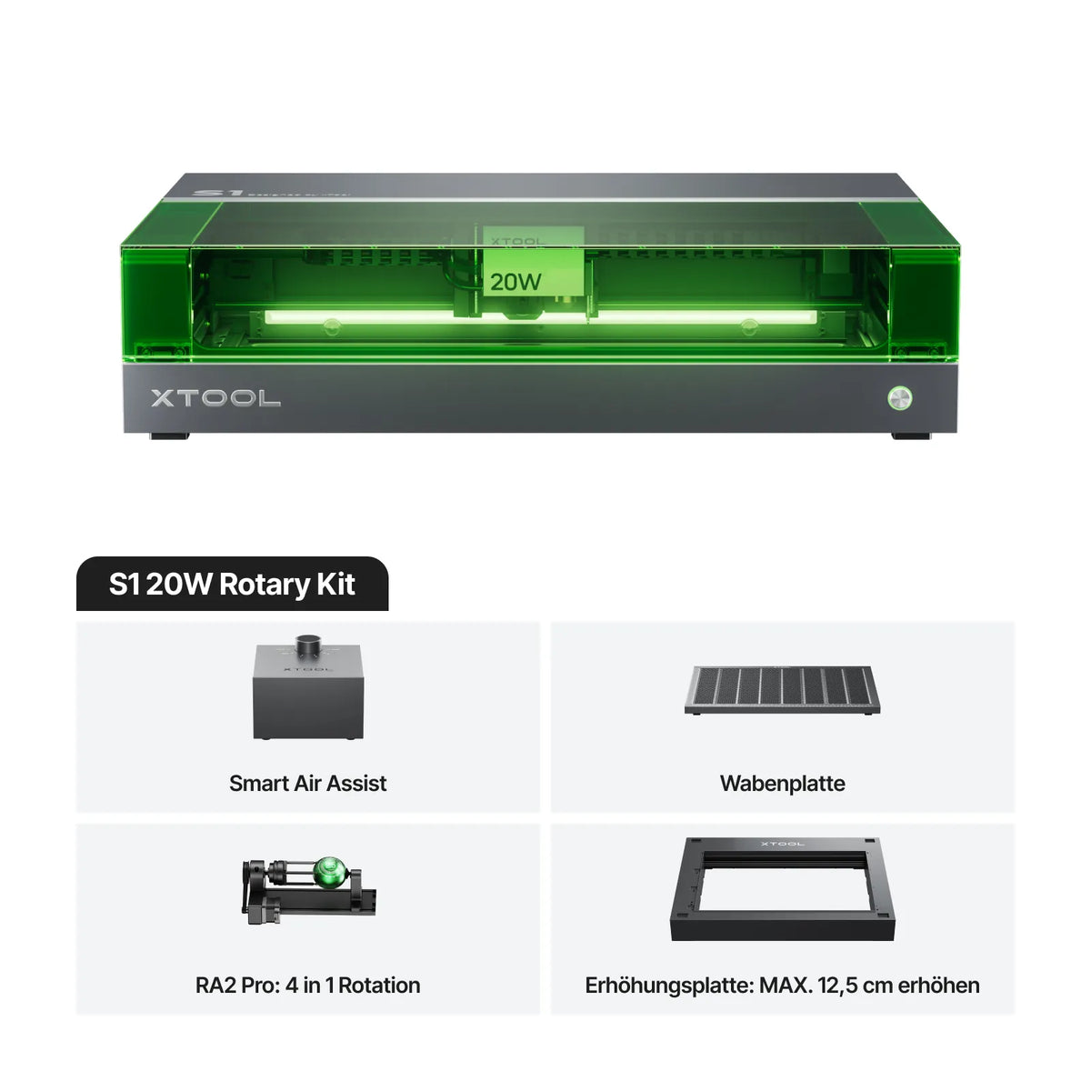 xTool S1 graviert filigrane Muster auf Acryl mit präziser Positionierung und hoher Wiederholgenauigkeit. 20W Rotary Kit 