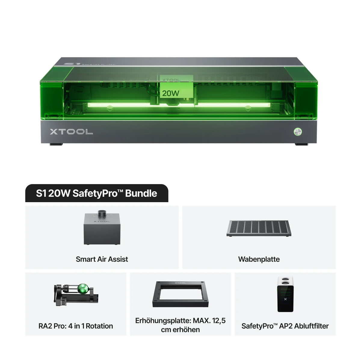 xTool S1 graviert ein individuelles Logo auf Leder für personalisierte Produkte mit hoher Präzision. 20W SafetyPro Bundle 