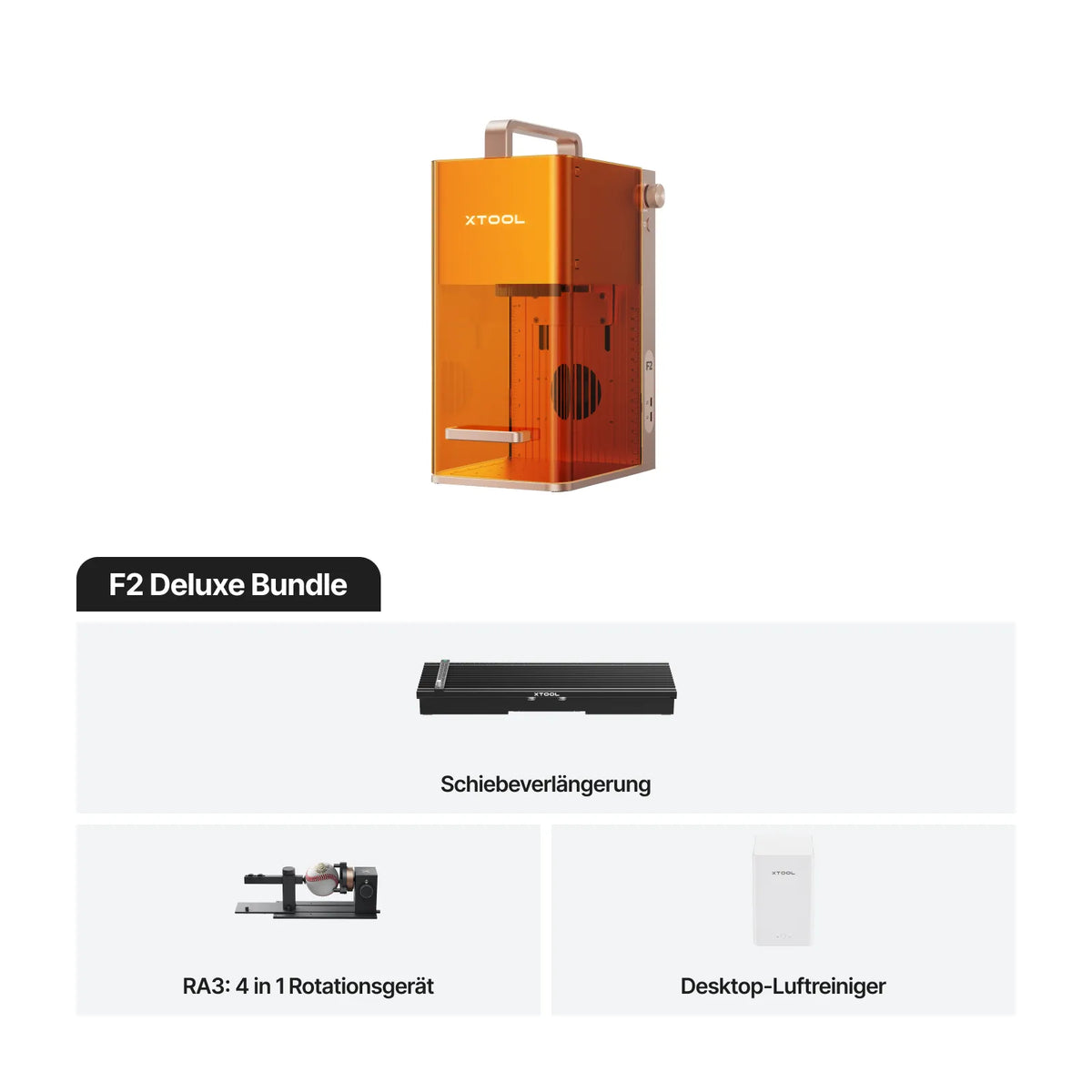 Der xTool F2 mobile Dual-Lasergravierer ermöglicht detailreiche Lasergravuren auf Metall, Holz und Kunststoff mit leistungsstarkem 15W Diodenlaser und 5W IR-Laser. Deluxe Bundle 