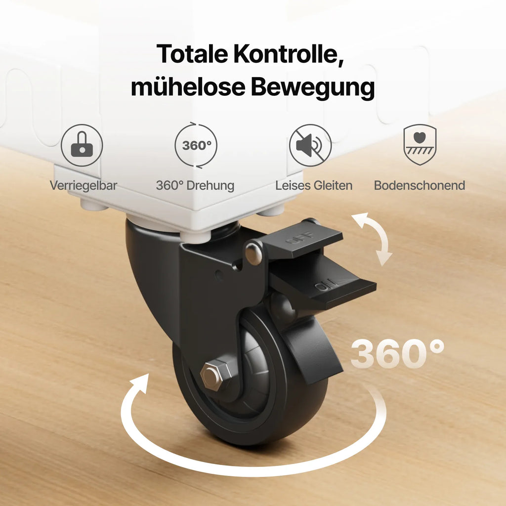 Nahaufnahme der Räder vom Arbeitstisch.