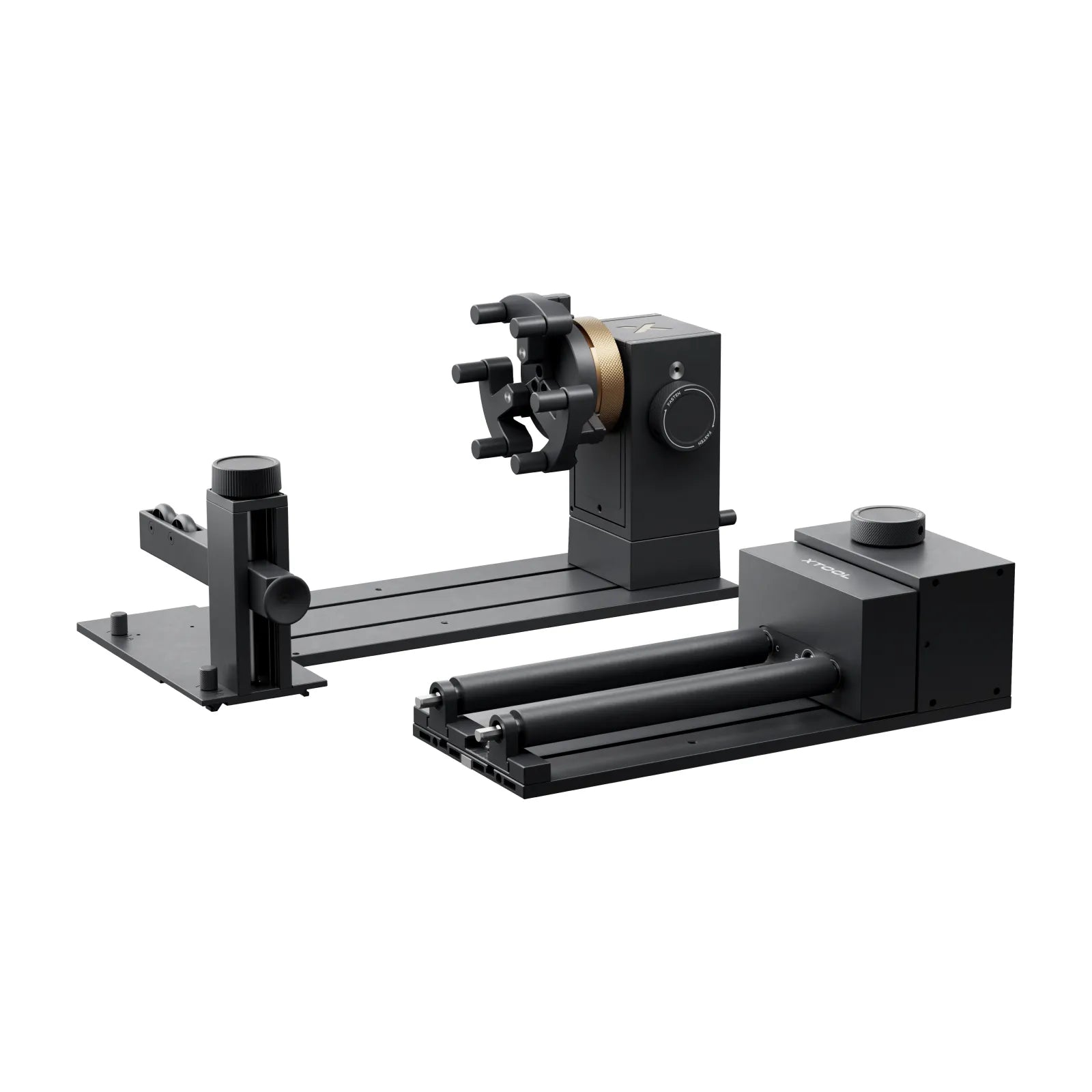 xTool RA3 MagSwap-Rotationsmodul für präzise 360°-Lasergravuren auf Flaschen, Bechern und runden Werkstücken.