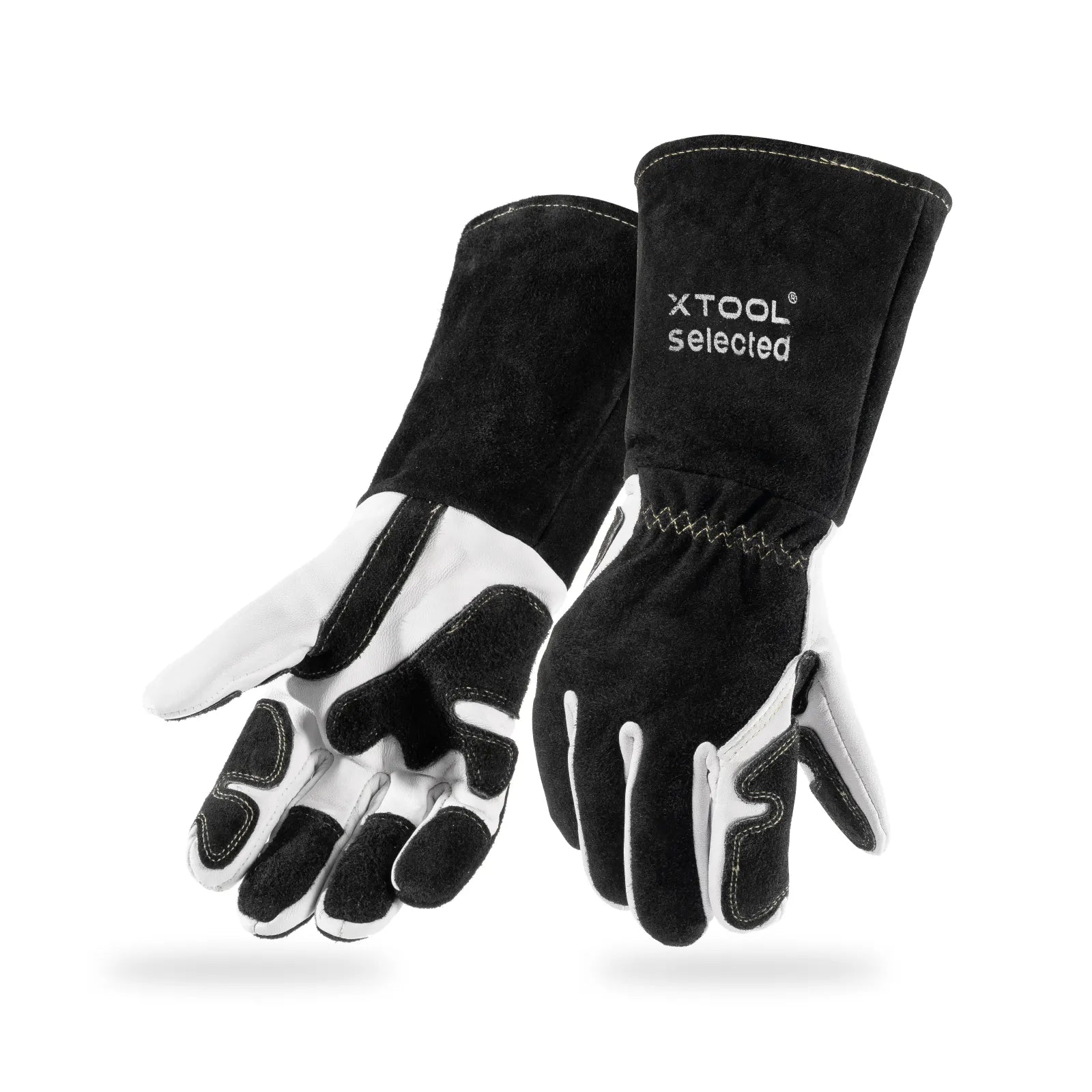 Hitzebeständige xTool MetalFab Laserschweißhandschuhe mit verstärkten Handflächen für sicheres Arbeiten beim Laserschweißen.